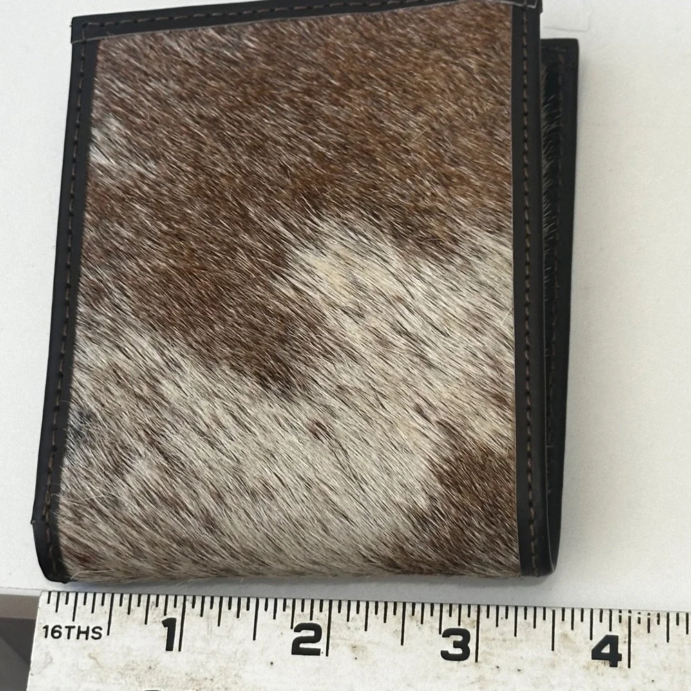 Artisan Handmade Leather Bifold Wallet Brown Pony Hair Mens